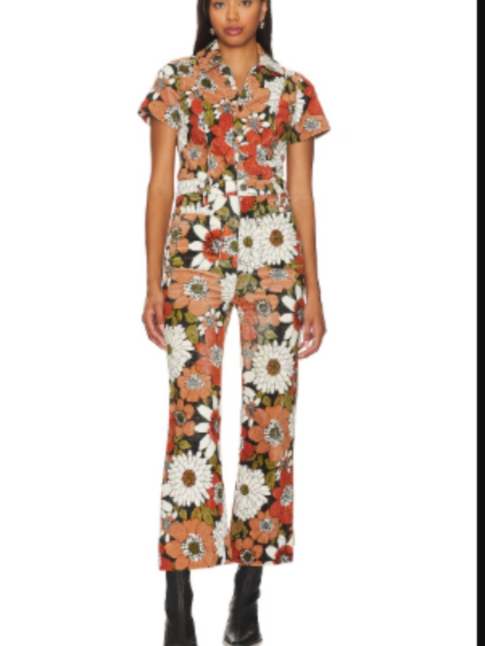 Show Me Your Mumu Womens Cropped Everhart Floral Print Jumpsuit Size Large